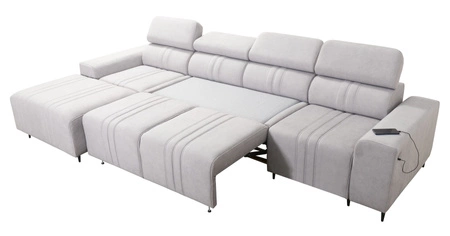 Rohová sedačka s funkcí spaní Castel XII modrá levá strana stylová a pohodlná rohová sedačka do obývacího pokoje funkční nastavitelné opěrky hlavy