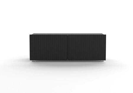 RTV skříňka Colder 100 cm černá s možností zavěšení stylové rýhované čelo elegantní forma nábytku v moderním stylu