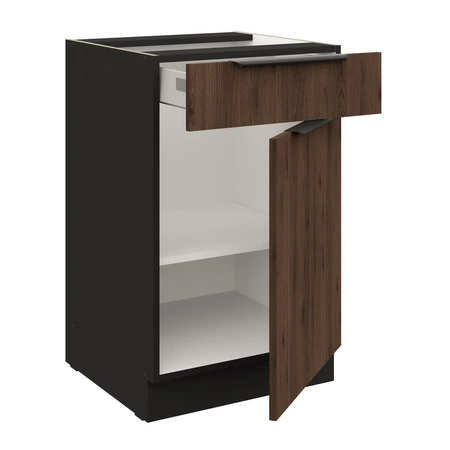 Stojící kuchyňská skříňka se zásuvkou a policí Brianza 50 D 1F 1S BB kovové hrany úchytek skříňka odolná proti vlhkosti a poškození