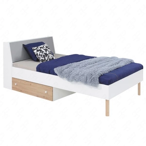 Postel se zásuvkou Beja 120x200 cm bílá / dub artisan / šedá ideální do dětského pokoje a pokoje pro teenagery lemování zakončené speciální dýhou