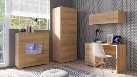 Dvoudveřová šatní skříň Apulia 80 cm dub zlatý minimalistický design jednoduchý design ideální šatní skříň do ložnice šatny nebo předsíně