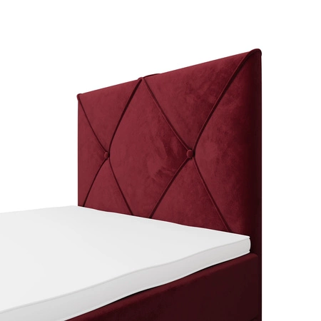 Kontinentální postel Arvada 100x200 bordó v moderním skandinávském stylu s čalouněným čelem postelí s úložným boxem