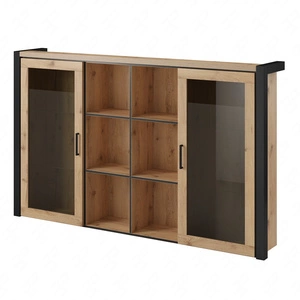 Nástavec na komodu Aktiv 180 cm dub taurus / černý stylový design bezpečnostní tvrzené sklo kovové černé úchyty