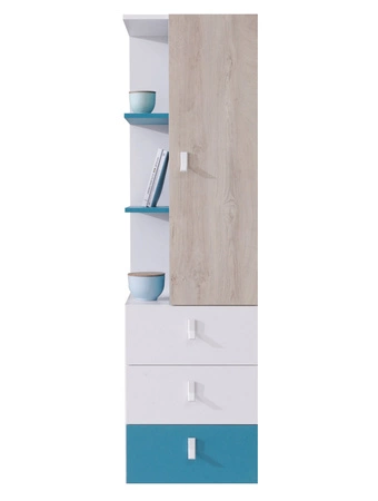 Nábytková sestava Niko bílá / dub / mořská ideální do dětského pokoje v módním stylu