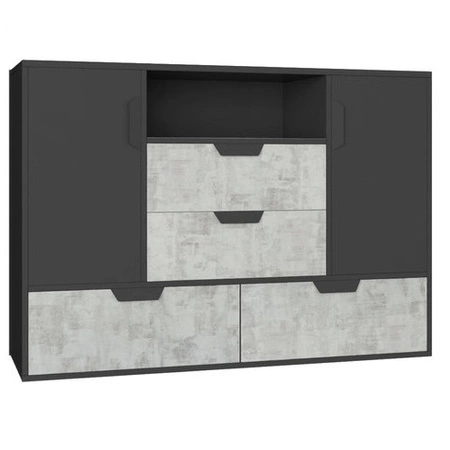 Komoda Nano 120 cm grafit / enigma bezproblémové používání a trvanlivost stylový a funkční doplněk do kanceláře a pokoje teenagera