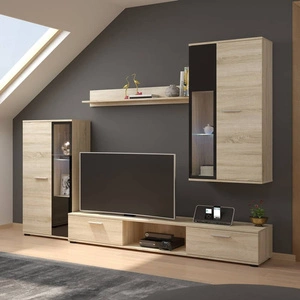 Meblościanka Senja nowoczesny design witryny mogą stać lub wisieć półki z bezpiecznego szkła hartowanego