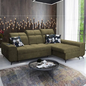 Rozkládací pohovka Buffalo olivová pravá Funkční a stylová rohová rozkládací pohovka s kontejnerem na lůžkoviny