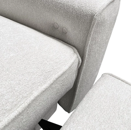 Rohová pohovka s funkcí spaní Viano III Lux světle hnědá pravá moderní rohová pohovka s výsuvnou podnožkou kontejner na ložní prádlo