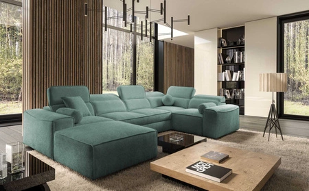Rohová sedací souprava s funkcí spaní Viano IV patina Levá designová rohová sedací souprava, která se skvěle hodí do moderních interiérů