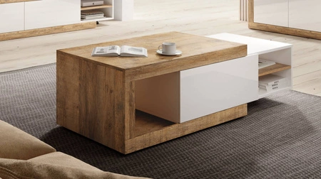 Konferenční stolek Sintra 120 cm / 153 cm dub samdal / bílý lesk originální design nastavitelná šířka stolu