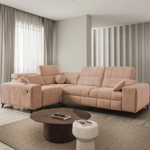 Rohová sedací souprava s funkcí spaní Penejos II losos ponechává pohodlí při každodenním odpočinku Rohová sedací souprava s kontejnerem na lůžkoviny