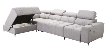 Rohová pohovka s funkcí spaní Castel XI hnědá levá rohová pohodlná pohovka s úložným prostorem na lůžkoviny odolná látka