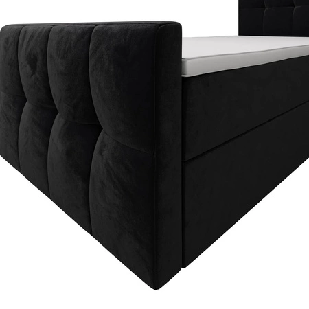 Kontinentální postel Manhattan 90x200 grafit v moderním skandinávském stylu s čalouněným čelem a nohou postele s úložným boxem