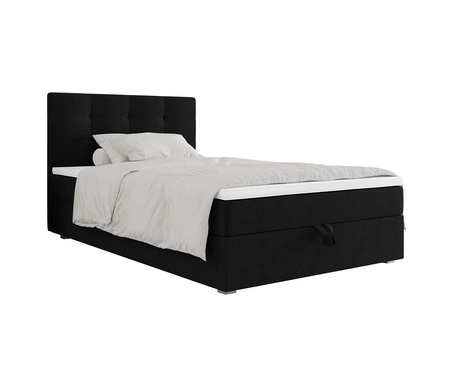 Kontinentální postel Flint 100x200 černá v moderním skandinávském stylu s čalouněným čelem postele s úložným boxem