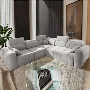 Rohová pohovka s funkcí spaní Cetara III šedý jasan levá ergonomická rohová pohovka s posuvným opěradlem a nastavitelnými opěrkami hlavy