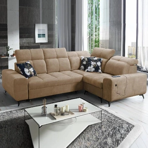 Rohová pohovka s funkcí spaní Buffalo II tmavě béžová pravá Funkční a stylová rohová pohovka s nastavitelnými opěrkami hlavy