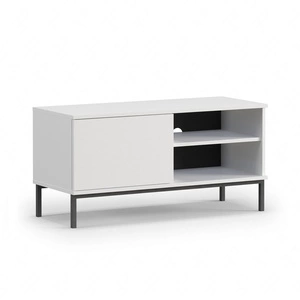 RTV skříň Tutti 100 cm bílá jednoduchý tvar skříně na kovovém podstavci v černém elegantním designu