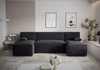 Rohová sedací souprava s funkcí spaní Brandon U černá nádoba na lůžkoviny měkká tkanina s výrazným smyčkovým povrchem