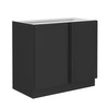 Rohová kuchyňská linka černá 105 ND 1F BB pravá kovová hrana úchytky skříňka odolná proti vlhkosti a poškození