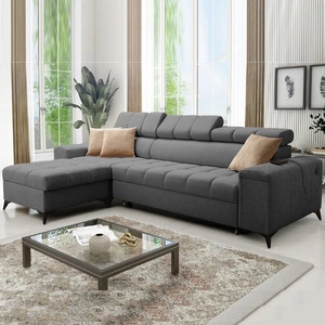 Rohová sedací souprava s funkcí spaní Levá rohová sedací souprava Bolmso graphite se dvěma nádobami na lůžkoviny s praktickou zásuvkou v boční části nábytku