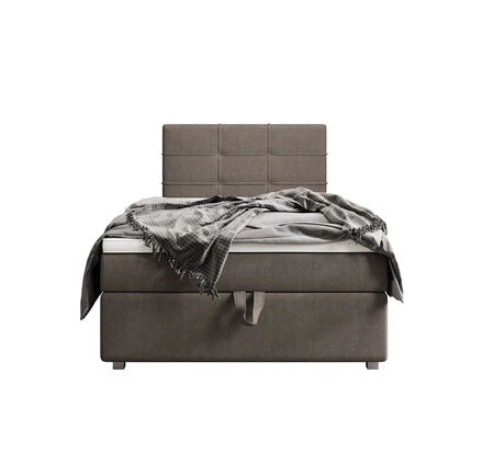 Kontinentální postel Fresno 100x200 světle hnědá v moderním skandinávském stylu s čalouněným čelem postele s úložným boxem