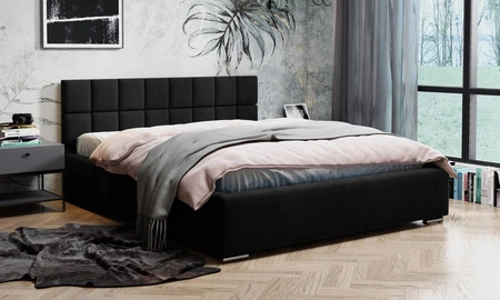 Čalouněná postel Nessa 140x200 černá Stylová postel s úložným prostorem na lůžkoviny Pohodlné čelo postele potěší svým elegantním designem