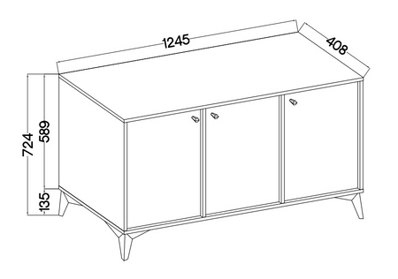 Komoda Kioto I 125 cm béžová minimalistická forma ideální komoda do ložnice, obývacího pokoje nebo pokoje teenagera zlaté doplňky