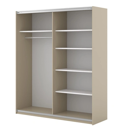 Posuvná šatní skříň Niva 180 cm béžová prostorná šatní skříň zdobená lamelami je ideální pro místnosti jakékoli velikosti