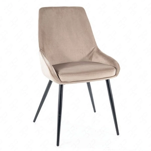 Čalouněná židle Cobe tmavě béžová moderní a funkční jídelní židle s kovovými nohami