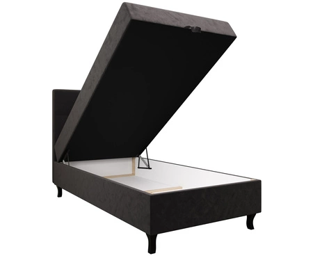 Melba 90x200 šedá kontinentální postel v moderním skandinávském stylu s čalouněným čelem postel s úložným boxem