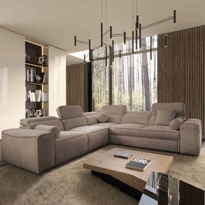 Rohová sedací souprava s funkcí spaní Viano III světle hnědá levá rohová sedací souprava s kontejnery na lůžkoviny ideální do moderních interiérů
