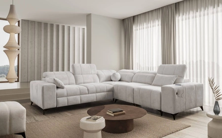 Rohová sedací souprava s funkcí spaní Penejos III šedý jasan pravý roh pohodlná a praktická rohová sedací souprava do obývacího pokoje dvě nádoby na lůžkoviny