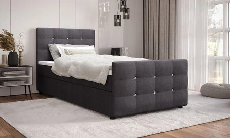 Kontinentální postel Kansas 120x200 grafit v moderním skandinávském stylu s čalouněným čelem a nohou