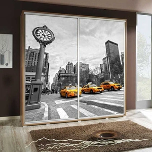 Artistino 205 cm posuvná skříň se schodištěm taxi grafický korpus skříně z dubu catania z 22 mm silné desky