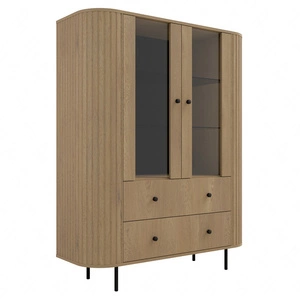 Ovalio 123 cm dub cremona designová vitrína do obývacího pokoje s oválným tvarem a dekorativním frézováním prostorné zásuvky