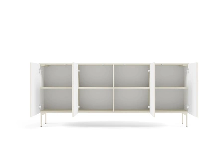 Komoda Muti 195 cm béžová s jednoduchým tvarem originální design nápadné rýhování na čelech a korpusu