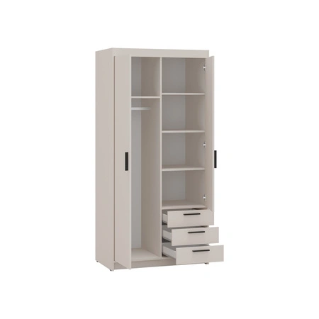 Šatní skříň Rene 90 cm béžová písková moderní design ABS hrany ideální skříň do ložnice nebo šatny prostorné zásuvky