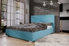 Modrá čalouněná postel Burgos 140x200 s moderním čelem ideální do ložnice