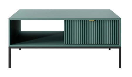 Konferenční stolek Lovro pastelově zelený se zásuvkami moderní design deska odolná proti polití