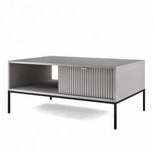 Šedý konferenční stolek Lovro se zásuvkami moderní design deska odolná proti polití