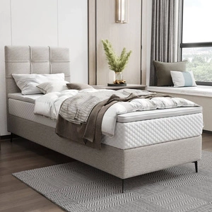 Kontinentální postel Irvine 90x200 šedý jasan Stylová postel s úložným prostorem na lůžkoviny a vysokým čelem zaujme svým elegantním designem