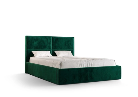 Čalouněná postel Aphrodite 180x200 s kontejnerem na lahve zelené barvy v moderním skandinávském stylu s pohodlnou opěrkou hlavy