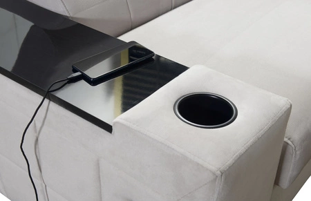 Rohová rozkládací pohovka s funkcí spaní Belvi IV tyrkysová levá elegantní a stylová rohová rozkládací pohovka do obývacího pokoje praktický úložný prostor v bočnici