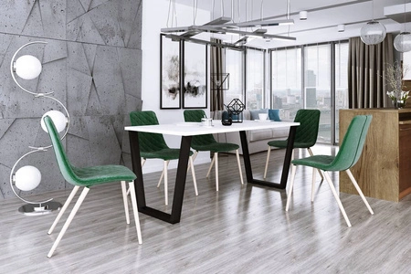 Stůl Woburn 185x90 cm bílá / černá jednoduchý tvar nábytku obohacený o stylové černé nohy v loftovém stylu odolné proti rozlití desky