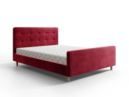Čalouněná postel Isara 180x200 bordó s kontejnerem v moderním skandinávském stylu s výrazným čelem a nohama