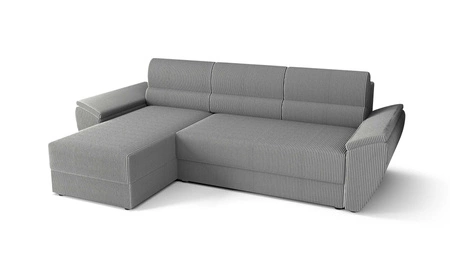 Rohová pohovka s funkcí spaní Fogu II šedý jasan levá stylová rohová pohovka s pohodlnými područkami a nádobou na lůžkoviny