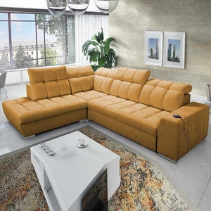 Rohová rozkládací pohovka s funkcí spaní Luigi VII med levá pohodlná rozkládací pohovka v moderním provedení