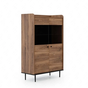 Apallo 90 cm široká vitrína dub brandy castello originální masivní set na kovových nohách prvky z bezpečného tvrzeného skla