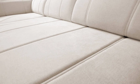 Rohová sedací souprava s funkcí spaní Cetara šedá levá strana stylový design pohodlné posuvné opěrky zad nastavitelné opěrky hlavy