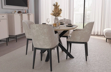 Lyon stůl 100x138 cm dub lindberg / černý stylový jídelní stůl na designových pavoučích nohách výškově nastavitelný